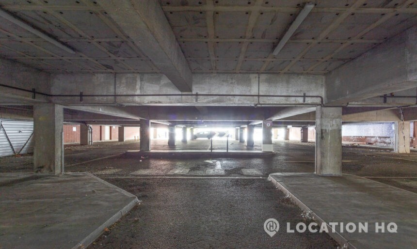 Empty underground car park filming UK