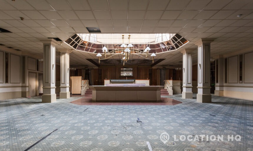 empty hotel lobby and skylight film location