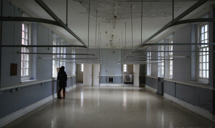 empty hospital wing ward filming London